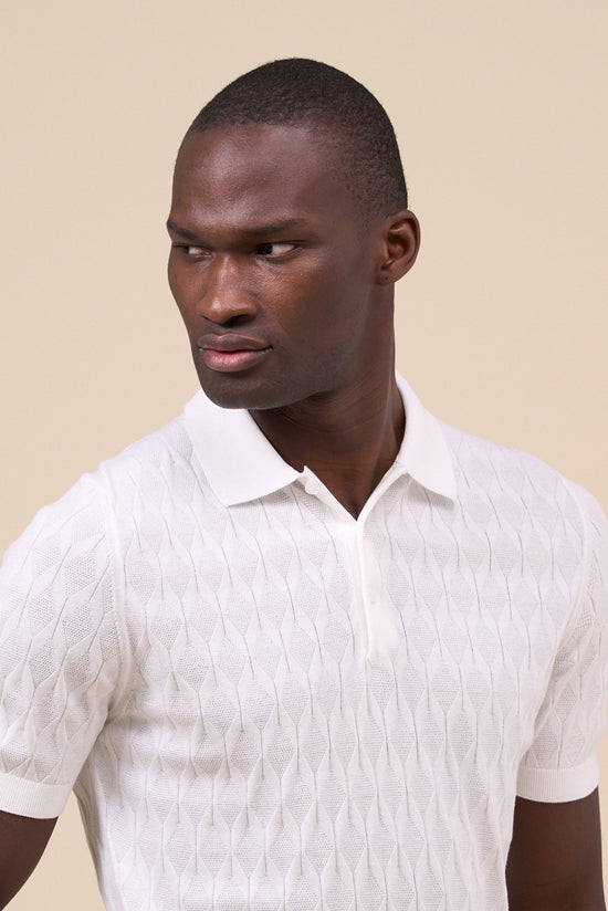 Fedeli Rumba Giza Cotton Light Dusty Knitted Polo Shirt WHITE