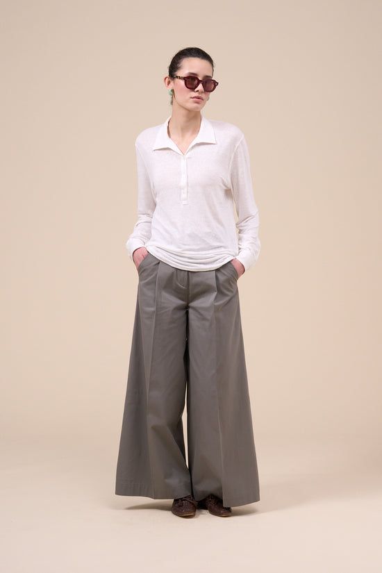 Fedeli Salina Linen Flex Long Sleeve Polo Shirt WHITE