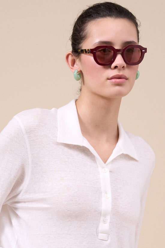 Fedeli Salina Linen Flex Long Sleeve Polo Shirt WHITE