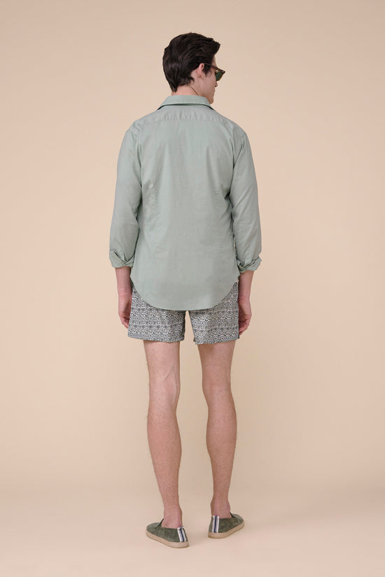 Fedeli Sean Cotton Voile Long Sleeve Shirt STEELBLUE