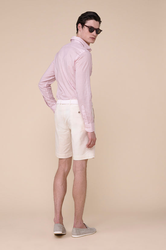 Fedeli Sean Cotton Voile Long Sleeve Shirt - Striped Pattern STEELBLUE