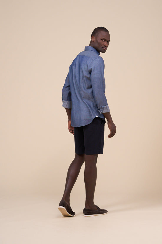 Fedeli Sean Denim Light Long Sleeve Shirt MIDNIGHTBLUE