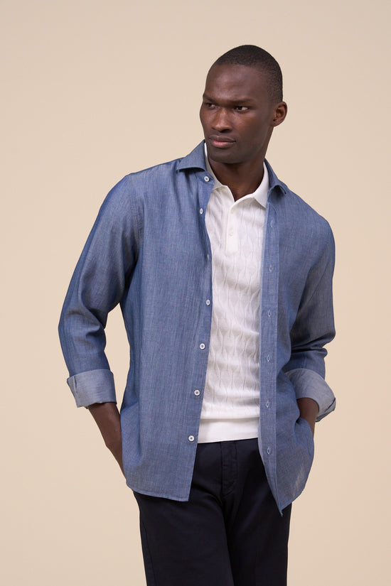 fedeli Sean Denim Light Long Sleeve Shirt MIDNIGHTBLUE