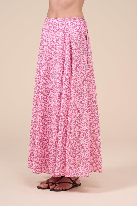 Fedeli Sinfonia Printed Cotton Voile Skirt - Botanical Floral Pattern LIGHTCORAL