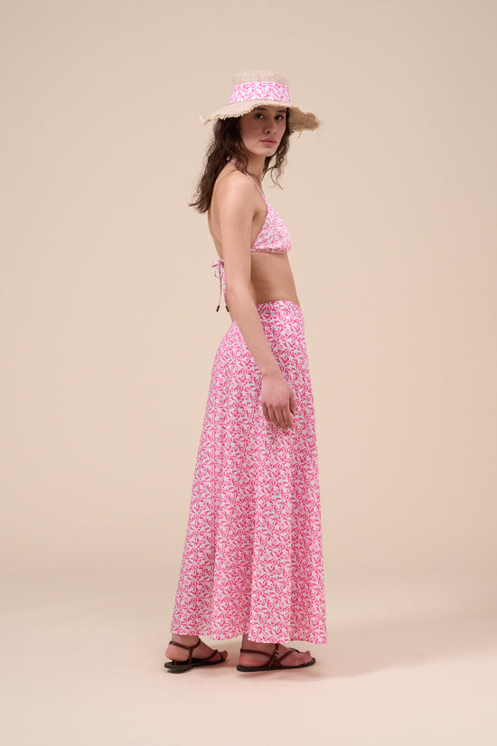 Fedeli Sinfonia Printed Cotton Voile Skirt - Botanical Floral Pattern LIGHTCORAL