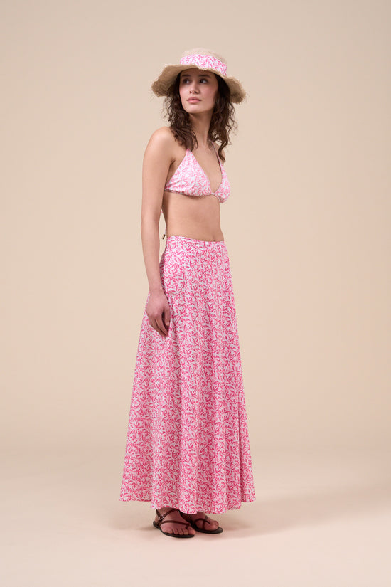 fedeli Sinfonia Printed Cotton Voile Skirt - Botanical Floral Pattern LIGHTCORAL