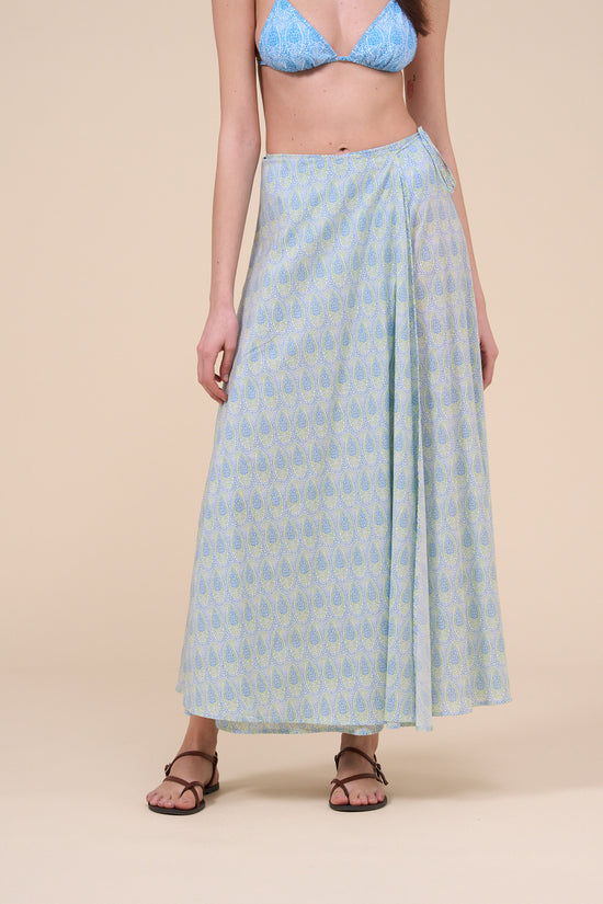 Fedeli Sinfonia Printed Cotton Voile Skirt - Paisley Pattern LIGHTGREEN