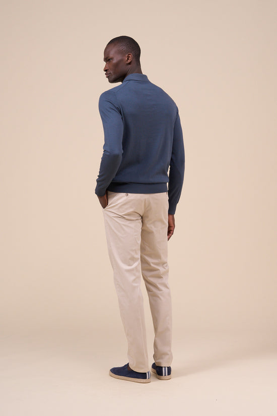 Fedeli Sportman Organic Cotton Long Sleeve Knitted Polo Shirt DIMGRAY