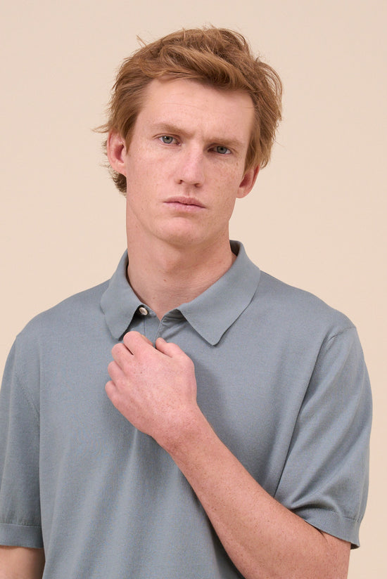 Fedeli Sportman Organic Cotton Short Sleeve Knitted Polo Shirt GRAYGREEN