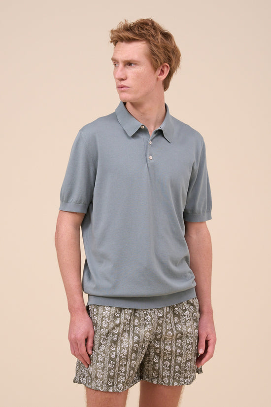 fedeli Sportman Organic Cotton Short Sleeve Knitted Polo Shirt GRAYGREEN