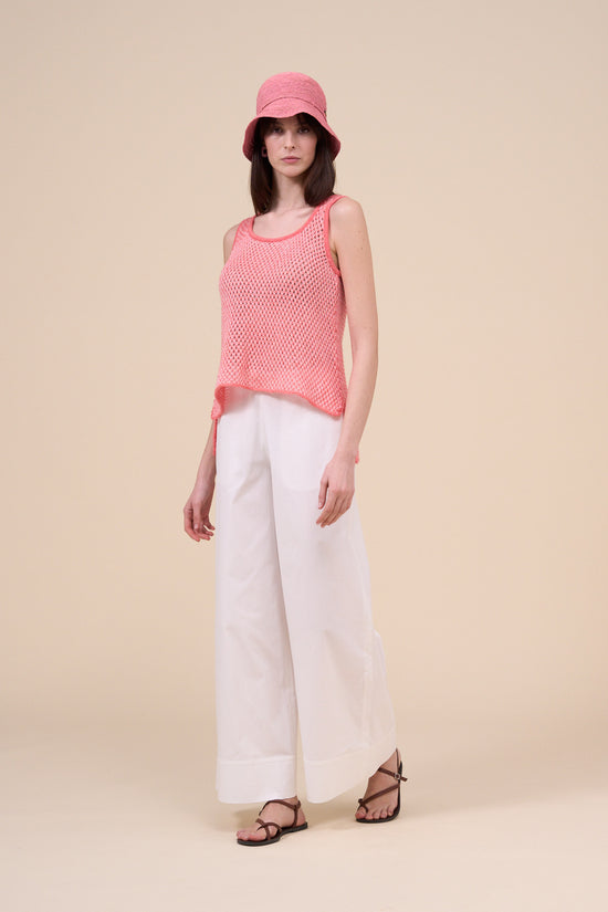 Fedeli Stige Cashmere Linen Handmade Top LIGHTCORAL