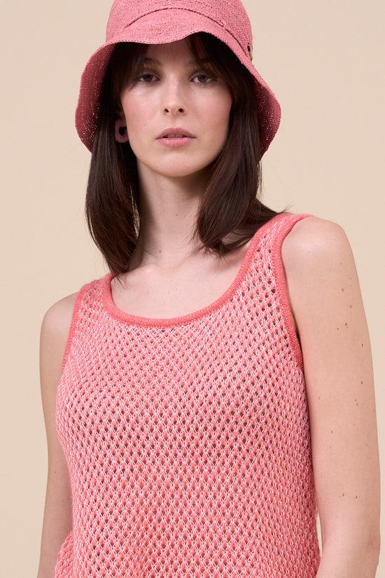 Fedeli Stige Cashmere Linen Handmade Top LIGHTCORAL