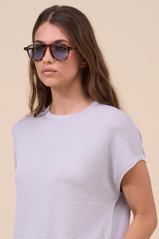Fedeli Talassa Lunar Cotton Blend Top LIGHTSTEELBLUE