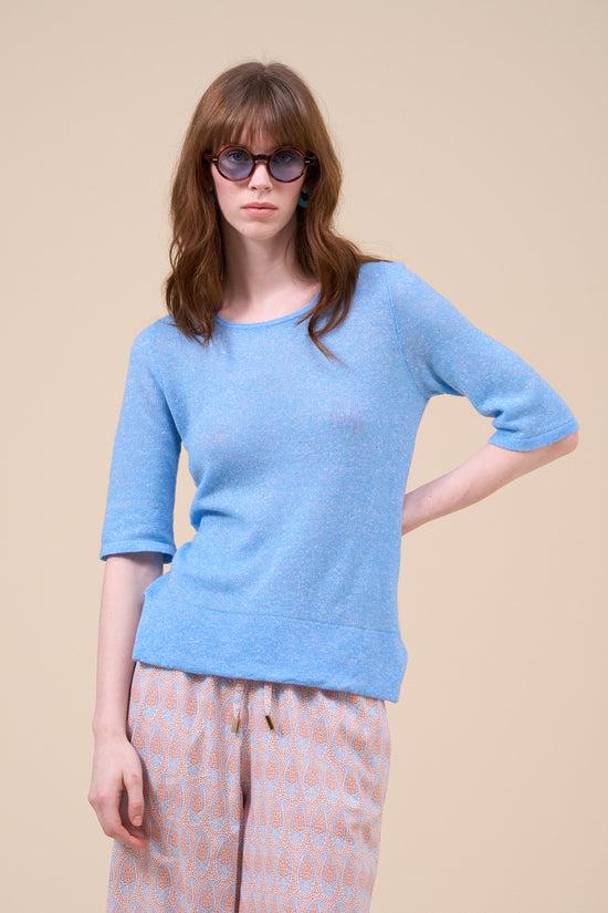 Fedeli Temi Cashmere Linen Marble T-Shirt MEDIUMTURQUOISE