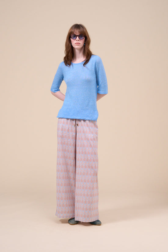 Fedeli Temi Cashmere Linen Marble T-Shirt MEDIUMTURQUOISE