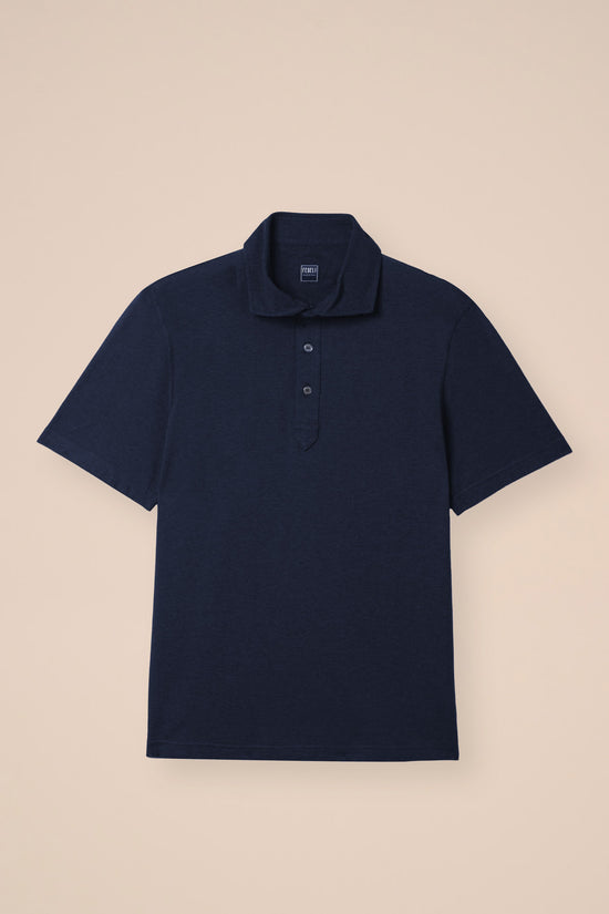 fedeli Tre Jersey Mélange Short Sleeve Polo MIDNIGHTBLUE