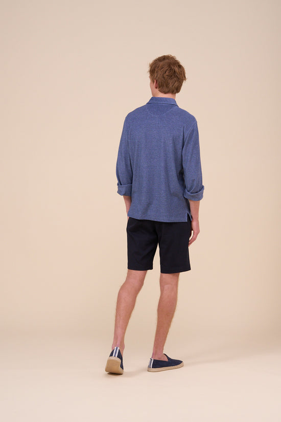 Fedeli Tre Superlight Piquet Mélange Polo Shirt MEDIUMBLUE