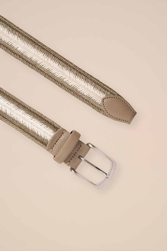 Fedeli Woven Linen Belt - Khaki And White DARKKHAKIMELANGE