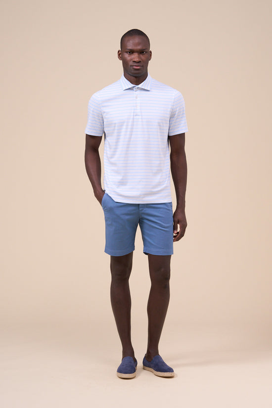 Fedeli Zero Tecno Jersey Short Sleeve Striped Polo LIGHTSTEELBLUE