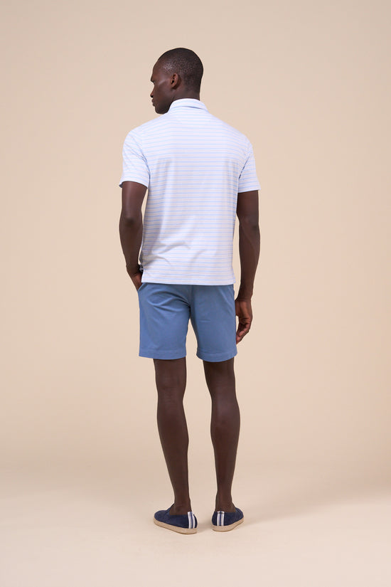 Fedeli Zero Tecno Jersey Short Sleeve Striped Polo LIGHTSTEELBLUE