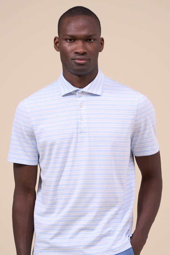 Fedeli Zero Tecno Jersey Short Sleeve Striped Polo LIGHTSTEELBLUE