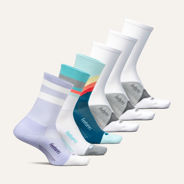 feetures Elite Light Cushion Mini Crew 6 Pack lilac white mix