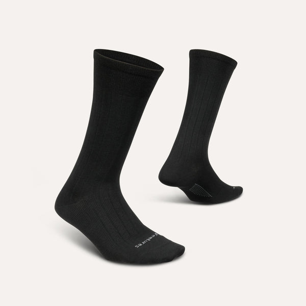 Feetures Everyday Men's Ultra Light Crew Wide Rib Black