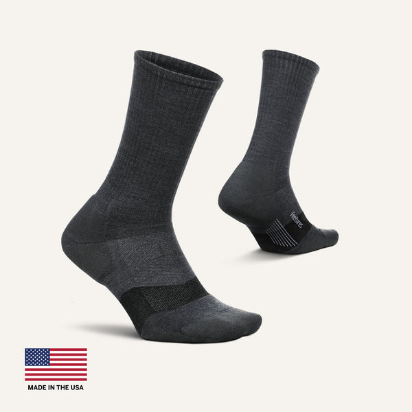 Feetures Merino 10 Max Cushion Crew Gray