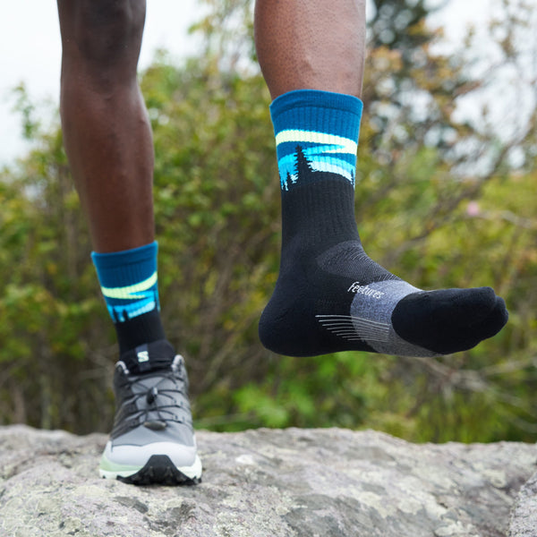 Feetures Trail Max Cushion Mini Crew Blue Aurora