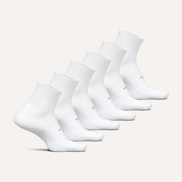 Feetures High Performance Max Cushion Quarter Tall 6 Pack Light Gray Mix