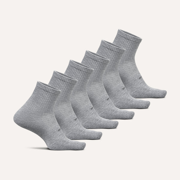 feetures High Performance Max Cushion Quarter Tall 6 Pack light gray mix