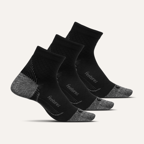 Feetures Plantar Fasciitis Relief Sock Light Cushion Quarter 3 Pack Black