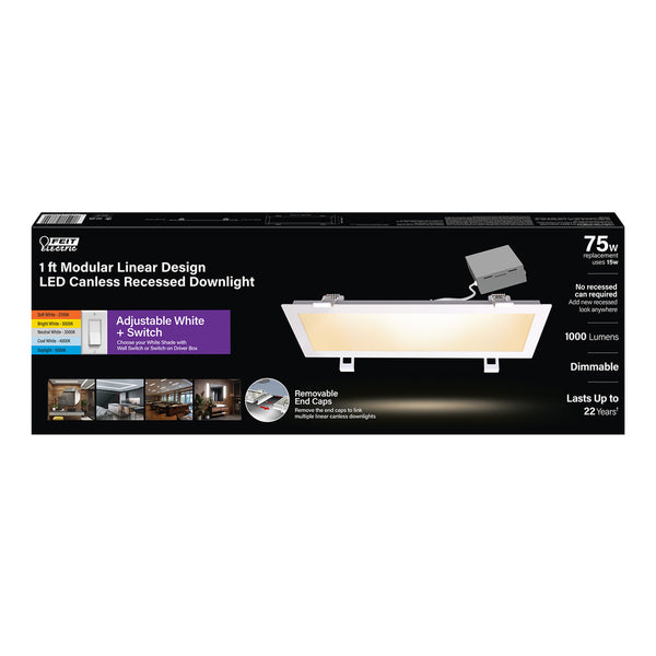 Feit Electric 1 Ft. 15W (75W Replacement) Adjustable White Linear LED Canless Recessed Downlight