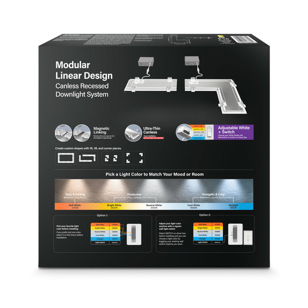 Feit Electric 1 Ft. X 1 Ft. 30W (125W Replacement) Adjustable White L-Shape Linear LED Canless Recessed Downlight