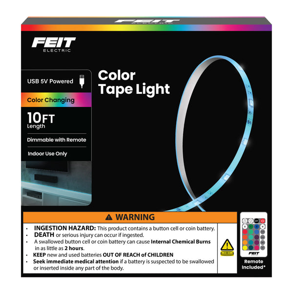 Feit Electric 10 Ft. Indoor Color USB Tape Light With Remote
