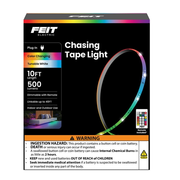 Feit Electric 10 Ft. LED Color Chasing And Tunable White Tape Light With Remote