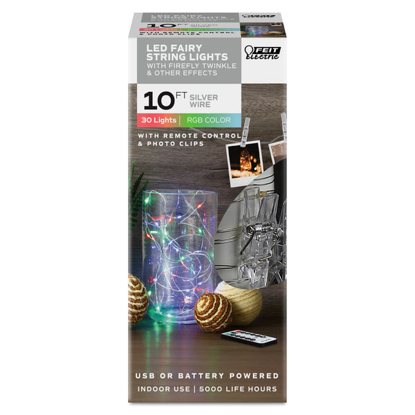 Feit Electric 10 Ft. Multicolor Silver Wire Fairy String Light