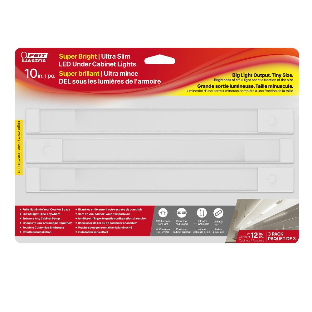 Feit Electric 10 In. Bright White (3000K) Low Voltage Undercabinet Light (3-Pack)