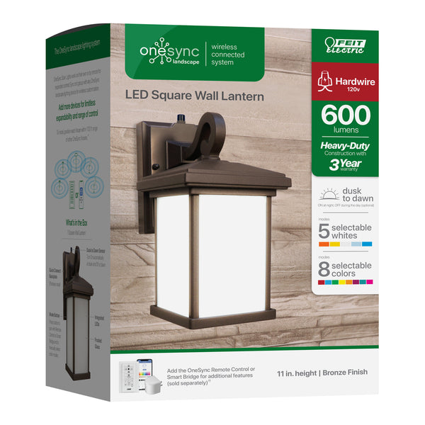 Feit Electric 11 In. OneSync Landscape 120V Bronze Square Decorative Lantern