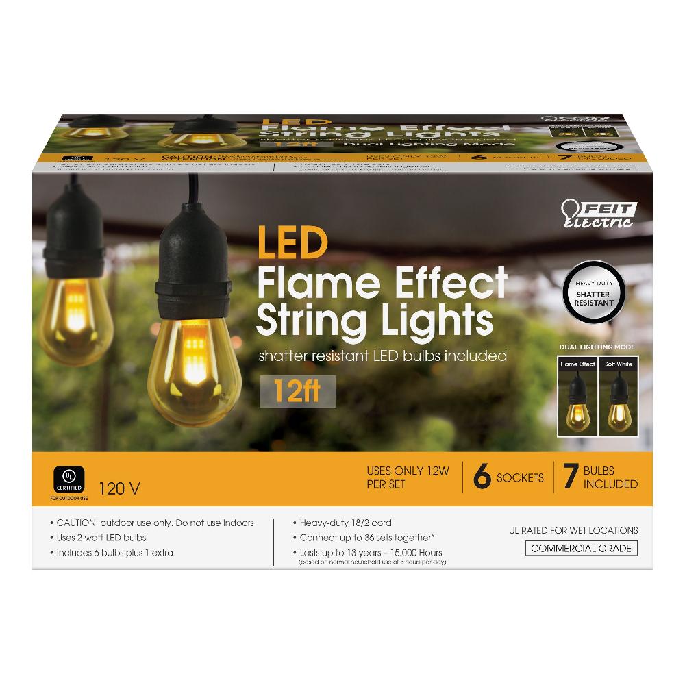 Feit Electric 12 Ft. Amber (1800K) Flame Effect LED String Lights