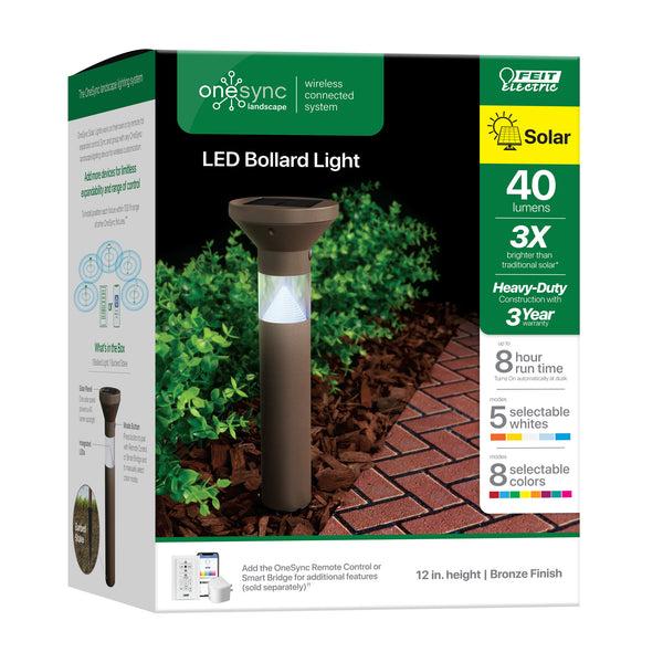 Feit Electric 12 In. OneSync Landscape Bronze Solar Bollard Light