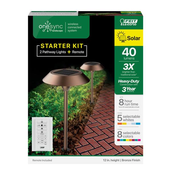 Feit Electric 12 In. OneSync Landscape Bronze Solar Pathway Light Starter Kit