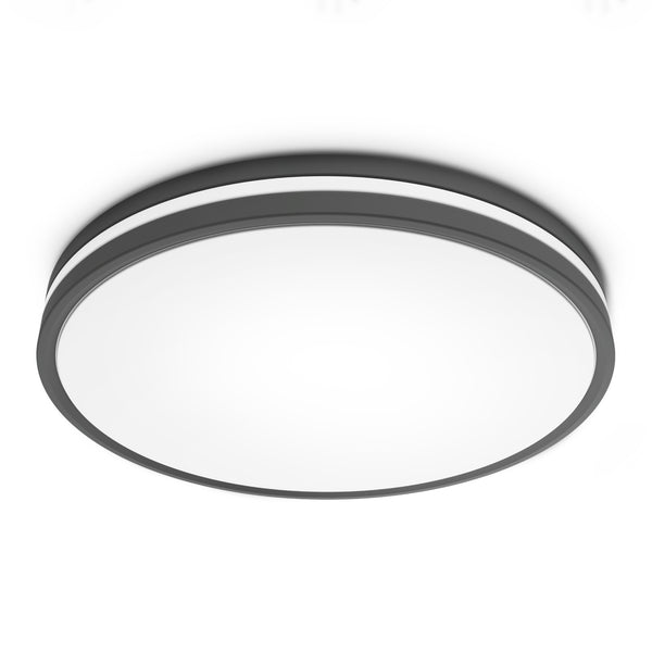 feit electric 14 in. Dimmable Adjustable White Dual Band LED Flush Mount Ceiling Fixture Matte Black