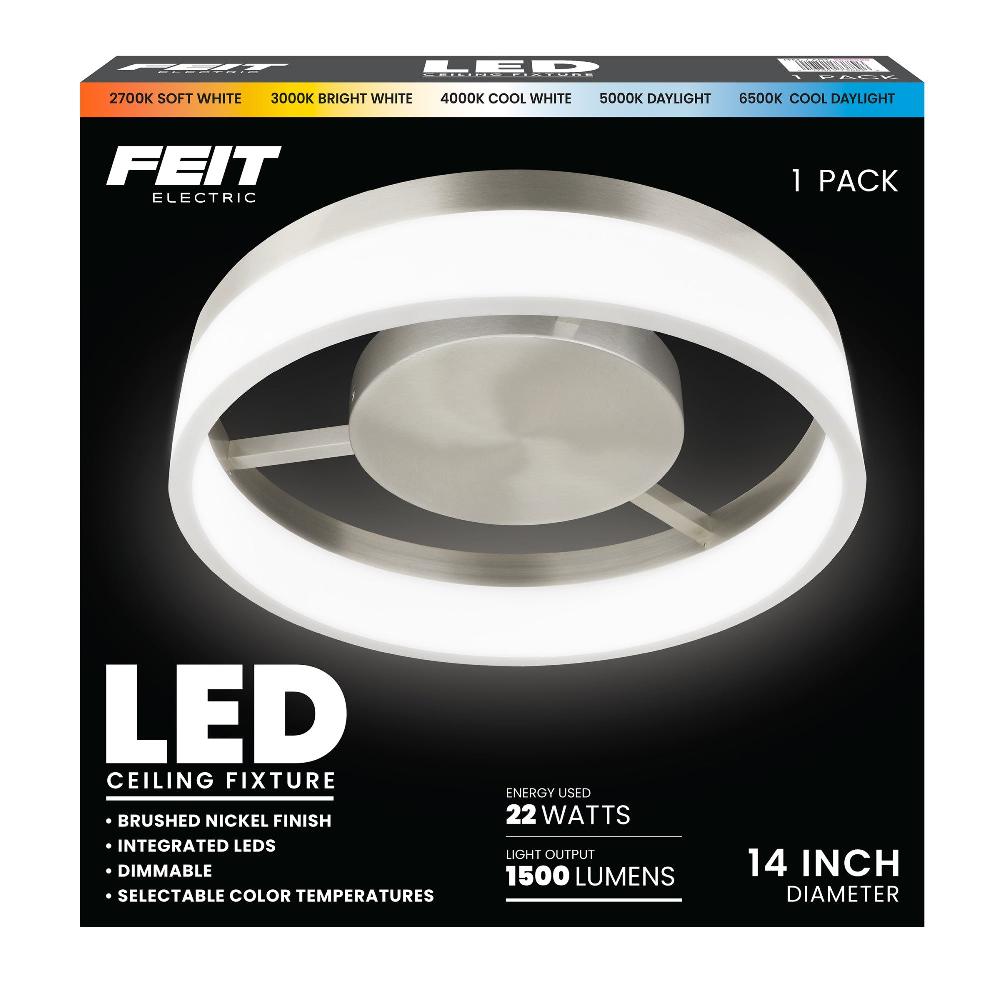 Feit Electric 14 In. Dimmable Adjustable White LED Ceiling Fixture Brushed Nickel