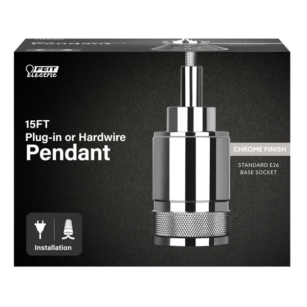 Feit Electric 15 Ft. Chrome Plug-in Or Hardwire Pendant