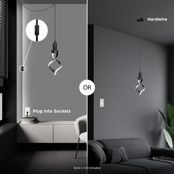 Feit Electric 15 Ft. Matte Black Plug-in Or Hardwire Pendant