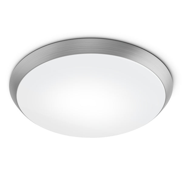 feit electric 15 in. Round Adjustable White Flush Mount Motion Ceiling Light Brushed Nickel or Matte Black Trim
