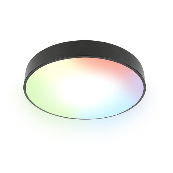 feit electric 15 in. Round Smart Flush Mount Ceiling Light Fixture Black