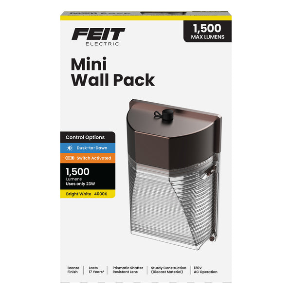 Feit Electric 1500 Lumens Bright White (4000K) Dusk To Dawn Mini Wall Pack Light