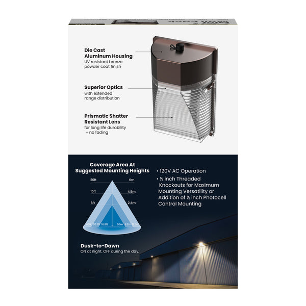 Feit Electric 1500 Lumens Bright White (4000K) Dusk To Dawn Mini Wall Pack Light